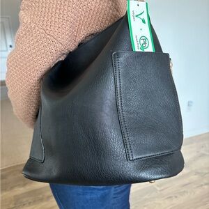 Black large vegan leather bag